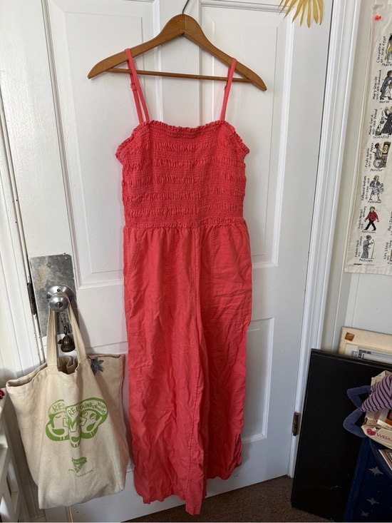 Universal Thread Pants - Bright Coral Linen Blend Jumpsuit